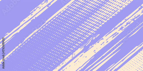 Modern grainy purple brush stroke with spray texture. Swirl or squiggle shaped bold brush stroke, thick wavy lines with rough grunge texture. Retro grainy image