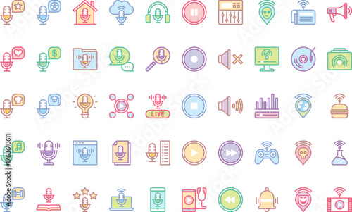 Podcast and broadcasting icons High-Quality Vector Icons Collection with Editable Stroke. Ideal for Professional and Creative Projects