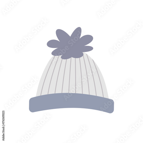 Hat, winter accessories, warm clothing item. Vector illustration.