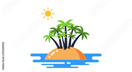 Tropical Island Paradise with Palms Sun and Ocean