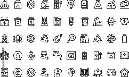 Sustainable energy and ecology icons High-Quality Vector Icons Collection with Editable Stroke. Ideal for Professional and Creative Projects