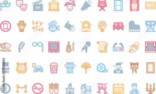 Theatre and performance icons High-Quality Vector Icons Collection with Editable Stroke. Ideal for Professional and Creative Projects