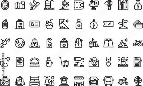 Travel and tourism icons High-Quality Vector Icons Collection with Editable Stroke. Ideal for Professional and Creative Projects