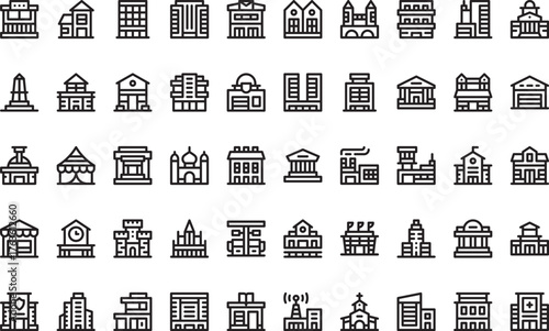 Urban building icons High-Quality Vector Icons Collection with Editable Stroke. Ideal for Professional and Creative Projects