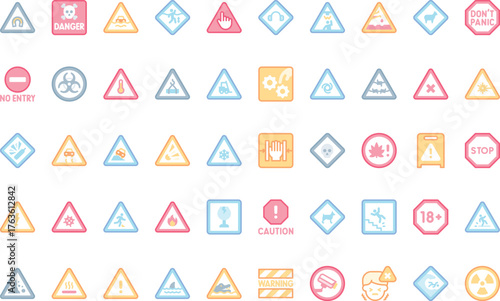 Warning signs and texts icons High-Quality Vector Icons Collection with Editable Stroke. Ideal for Professional and Creative Projects