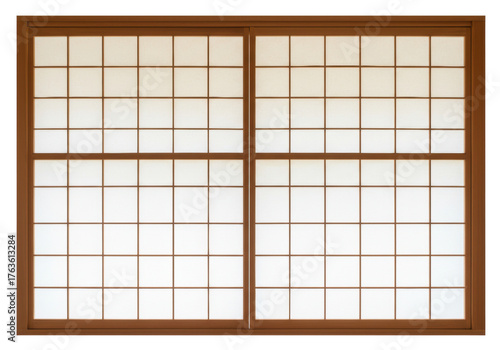 Φωτογραφία Traditional Japanese shoji screen PNG isolated, wood frame window with transluce