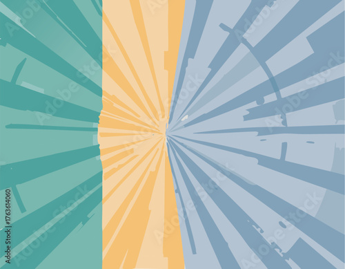 Colorful abstract background with rays emanating from a central vertical line