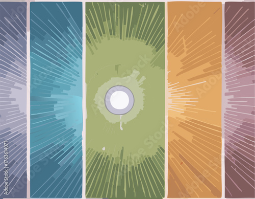 Colorful abstract background with rays emanating from a central point