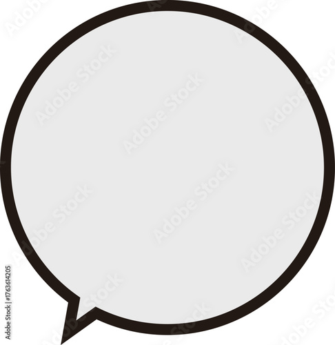 正円のふきだし。黒いラインにグレーのテキストスペース。シンプルで使いやすい。
