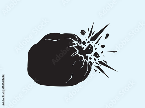 Abstract Rock and Hammer Silhouette Isolated on White Background for Motivation Themes
