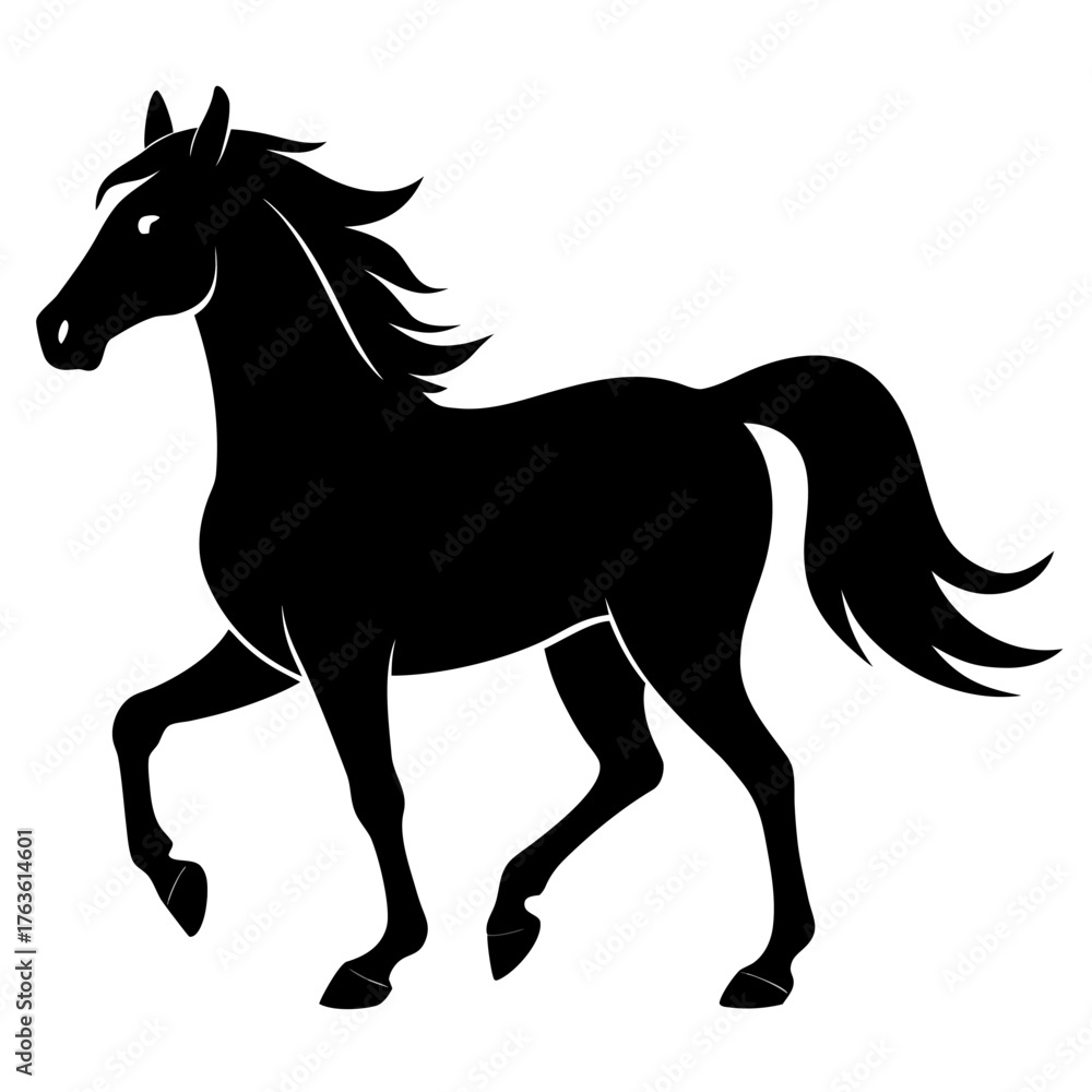 Obraz premium Elegant black silhouette of a horse in motion
