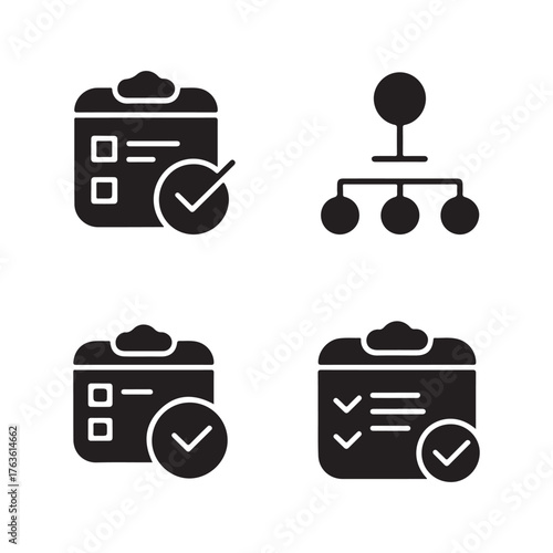 Task Prioritization Solid Icons Set for Project Planning
