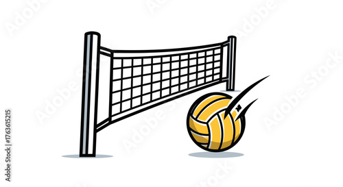 Volleyball net illustration with moving ball sport equipment activity