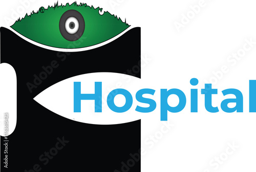 green light with centre eye focus Capital latter type hospital logo