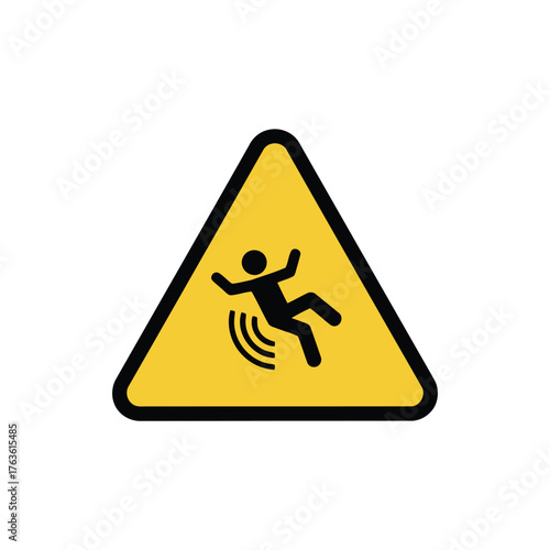 Warning sign for slippery floor with a person falling