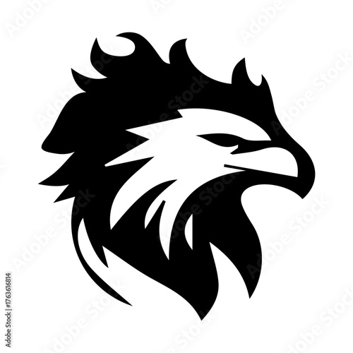 Striking Eagle Head Profile with Spiked or Flared Crest Feathers Logo