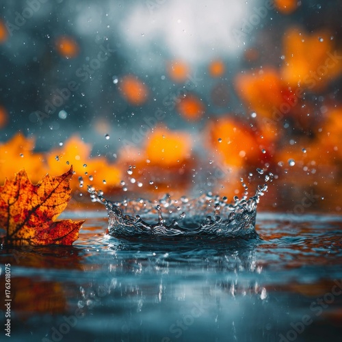 Wallpaper Mural Fall Leaf With Raindrop Crown Torontodigital.ca