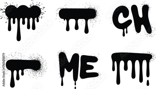 Graffiti drip letters and shapes for urban art and design projects