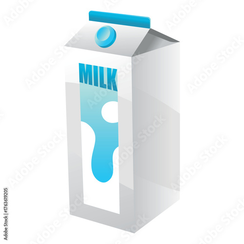 Realistic pack of cow's milk isolated on white background - Vector illustration
