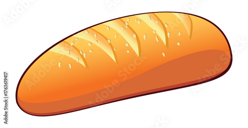 Realistic freshly baked loaf of bread on white background - Vector illustration