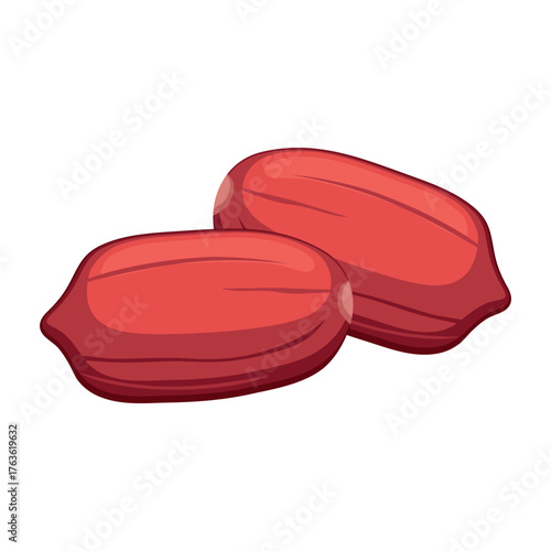 Realistic roasted peanut nuts white background - Vector illustration