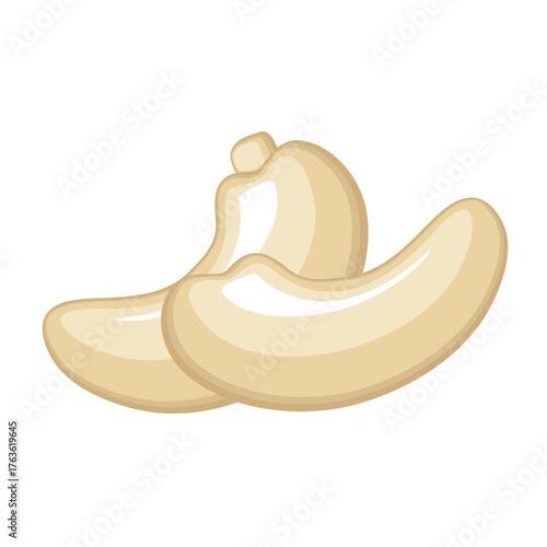 Realistic roasted cashew nuts on white background - Vector illustration