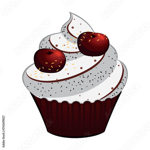 Realistic cooked freshly brewed coffee cup white background - Vector illustration