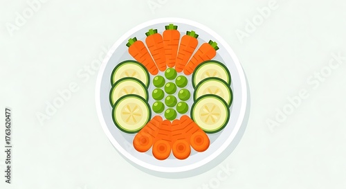Healthy Vegetable Platter with Carrots Cucumbers and Peas.