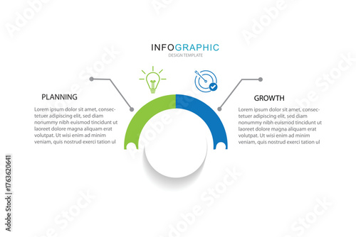 2 step line process infographic template vector element with icons and business information	