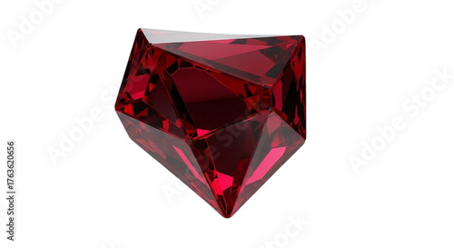 Closeup of a red ruby gemstone isolated on transparent background