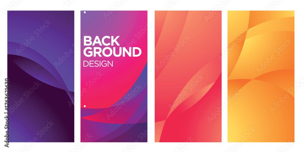 Obraz premium Modern Abstract Background Design Collection Dynamic Wavy Shapes Colorful Gradient Backdrop for Wallpaper Poster Banner Presentation Cover Vector Illustration