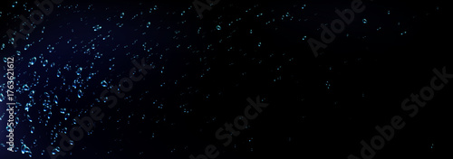 Realistic fizzy blue water bubbles on dark background. Vector illustration.