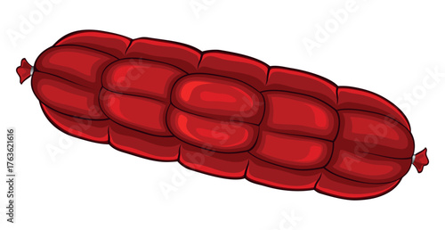 Realistic fresh sausage isolated on white background - Vector illustration