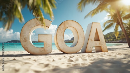 GOA Letters on a Sunny Tropical Beach