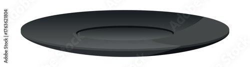 Realistic dark plate utensils on white background - Vector illustration