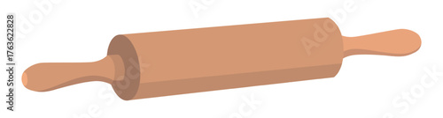 Realistic drawing of a rolling pin on a white background - Vector illustration
