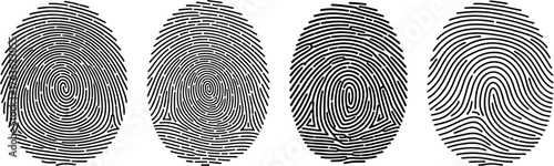Four black fingerprint designs isolated on a white background image