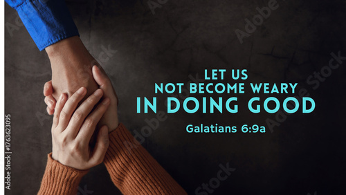 An inspirational Bible verse offers encouragement on themes of strength, perseverance, hope, joy, patience, and prayer