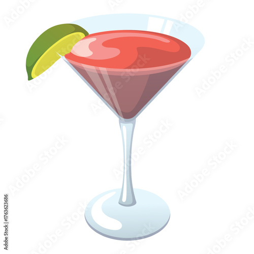 Realistic glass with cocktail isolated on white background - Vector illustration