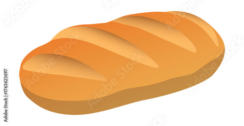 Realistic freshly baked loaf of bread on white background - Vector illustration