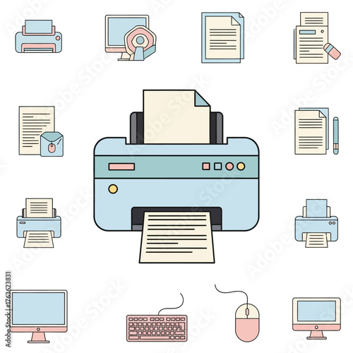 Essential office accessories and computer equipment in a pleasant atmosphere