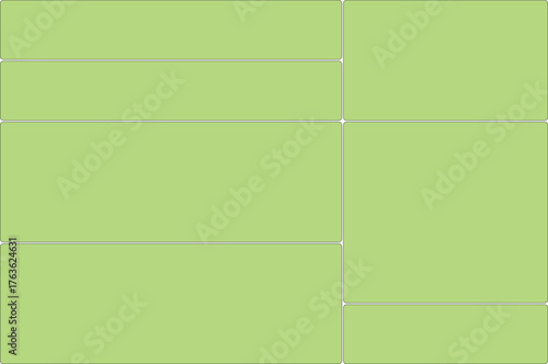 Abstract green rectangles layout showcasing various sizes and proportions suitable for presentations and design mockups emphasizing clarity and minimalism ideal for content placement