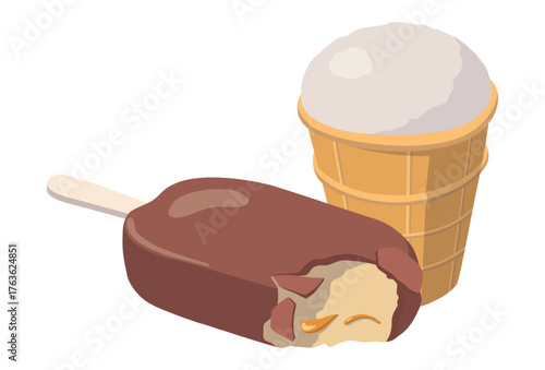 Realistic ice cream isolated on white background - Vector illustration