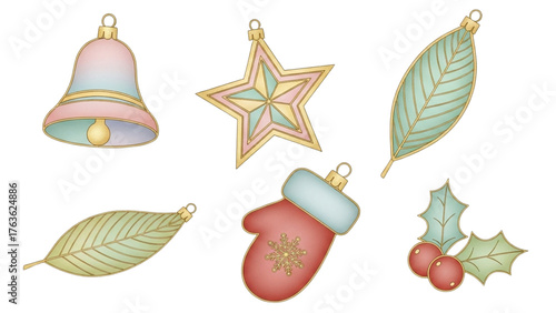 Soft Pastel Christmas Ornaments Collection