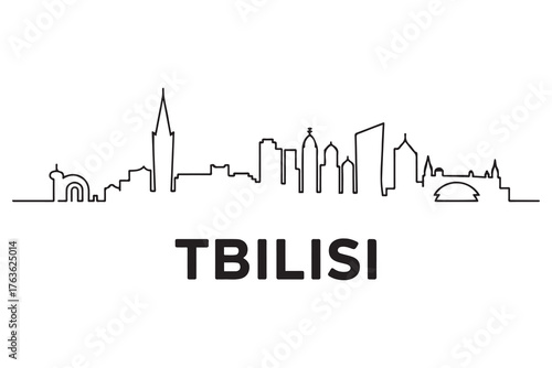Tbilisi Line Art skyline silhouette. Black Tbilisi city design. with white background