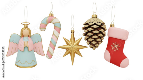 Charming Pastel Christmas Ornaments Set for Holiday Decor