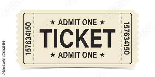 Realistic ticket admit for festivals, event, theater, concert, play.