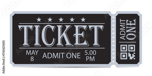 Realistic ticket admit for festivals, event, theater, concert, play.