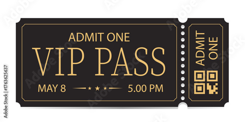 Realistic ticket admit for festivals, event, theater, concert, play.