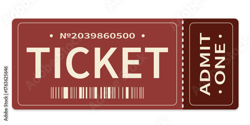 Realistic ticket admit for festivals, event, theater, concert, play.